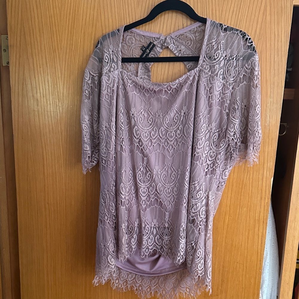 Almost Famous Lace Blouse in Soft Purple